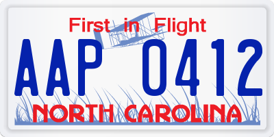 NC license plate AAP0412