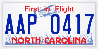 NC license plate AAP0417