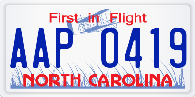 NC license plate AAP0419