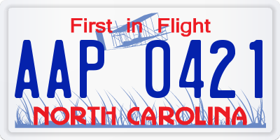 NC license plate AAP0421