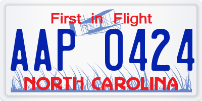 NC license plate AAP0424