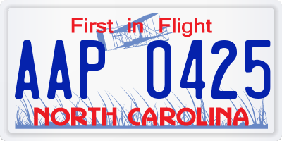 NC license plate AAP0425