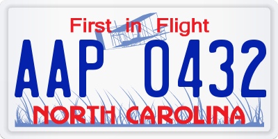 NC license plate AAP0432