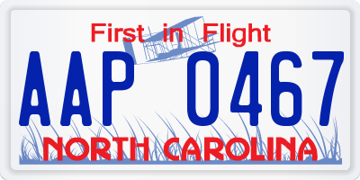 NC license plate AAP0467