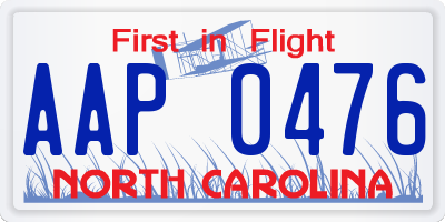 NC license plate AAP0476