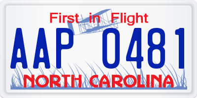 NC license plate AAP0481