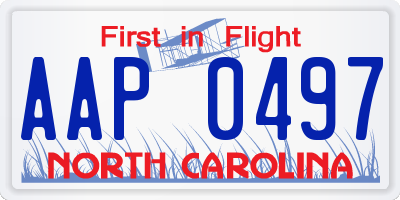 NC license plate AAP0497