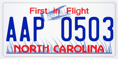 NC license plate AAP0503
