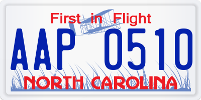 NC license plate AAP0510