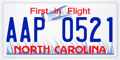 NC license plate AAP0521