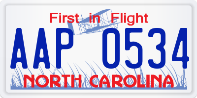 NC license plate AAP0534