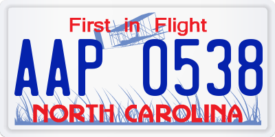 NC license plate AAP0538