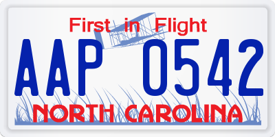 NC license plate AAP0542