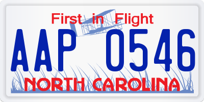 NC license plate AAP0546