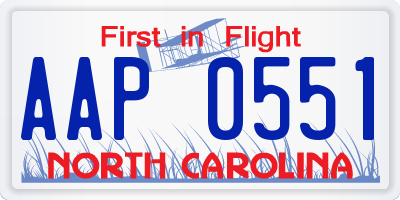 NC license plate AAP0551