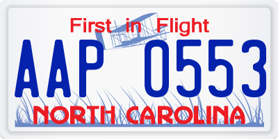 NC license plate AAP0553
