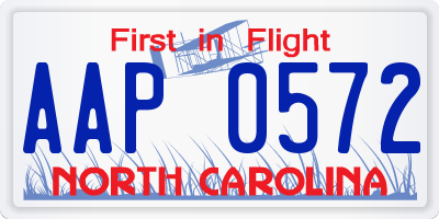 NC license plate AAP0572