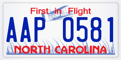 NC license plate AAP0581