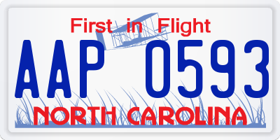 NC license plate AAP0593