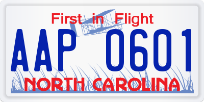 NC license plate AAP0601