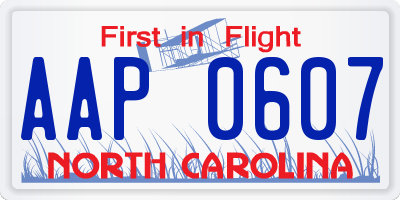 NC license plate AAP0607