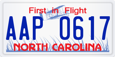 NC license plate AAP0617
