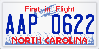 NC license plate AAP0622