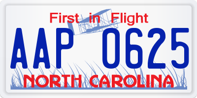 NC license plate AAP0625