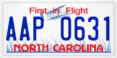 NC license plate AAP0631