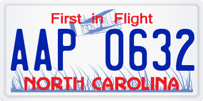 NC license plate AAP0632