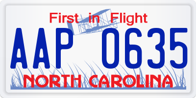 NC license plate AAP0635