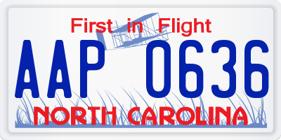 NC license plate AAP0636