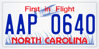 NC license plate AAP0640