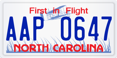 NC license plate AAP0647