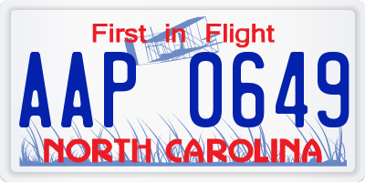 NC license plate AAP0649