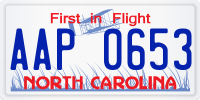 NC license plate AAP0653
