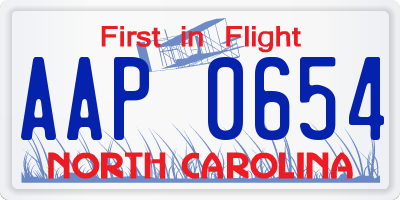 NC license plate AAP0654
