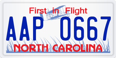 NC license plate AAP0667