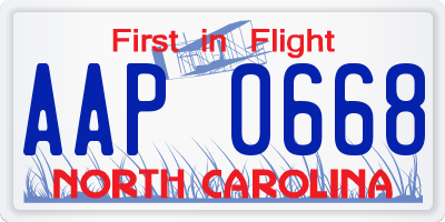 NC license plate AAP0668
