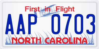 NC license plate AAP0703