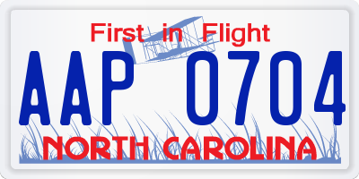 NC license plate AAP0704