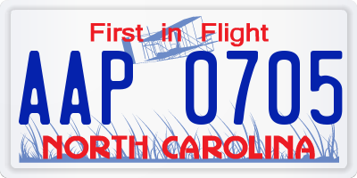 NC license plate AAP0705