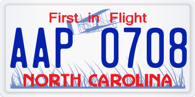 NC license plate AAP0708