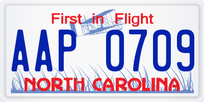 NC license plate AAP0709