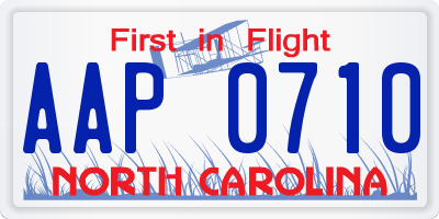 NC license plate AAP0710