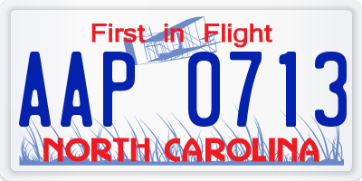 NC license plate AAP0713