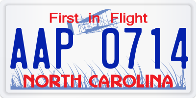 NC license plate AAP0714