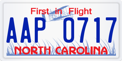 NC license plate AAP0717