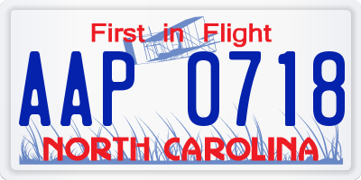 NC license plate AAP0718