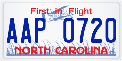 NC license plate AAP0720